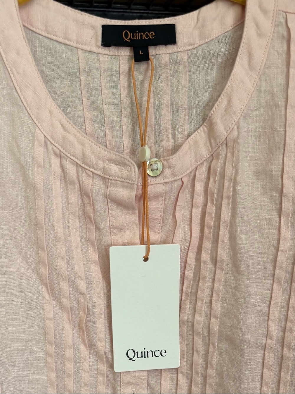 QUINCE 100% EUROPEAN LINEN SHORT SLEEVE MINI SWING DRESS SZ L IN PALE PINK - Picture 3 of 7